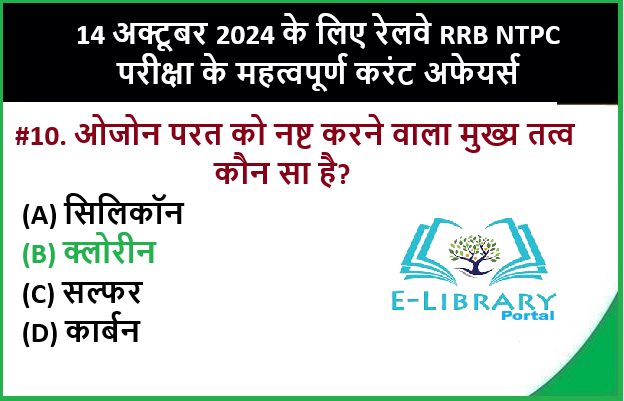 14 अक्टूबर 2024 के लिए रेलवे RRB NTPC परीक्षा के महत्वपूर्ण करंट अफेयर्स