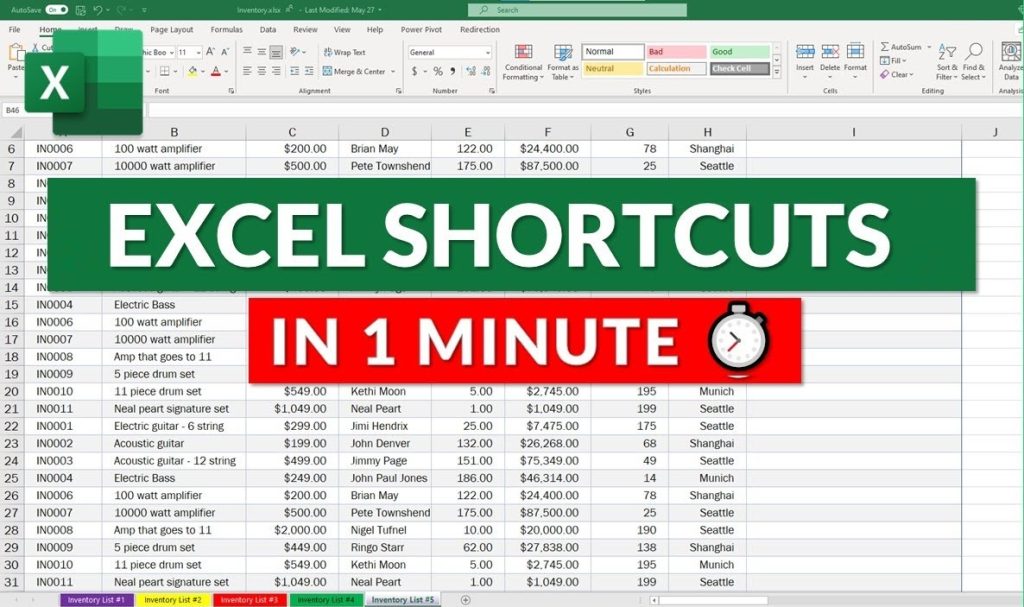 Microsoft Excel Keyboard Shortcuts